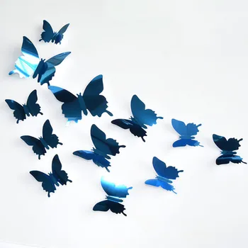 

12PCS 3D Mirrors Butterfly Wall Stickers Decal Wall Art Removable Room Party Wedding Decor Home Deco Wall Sticker for Kids Room