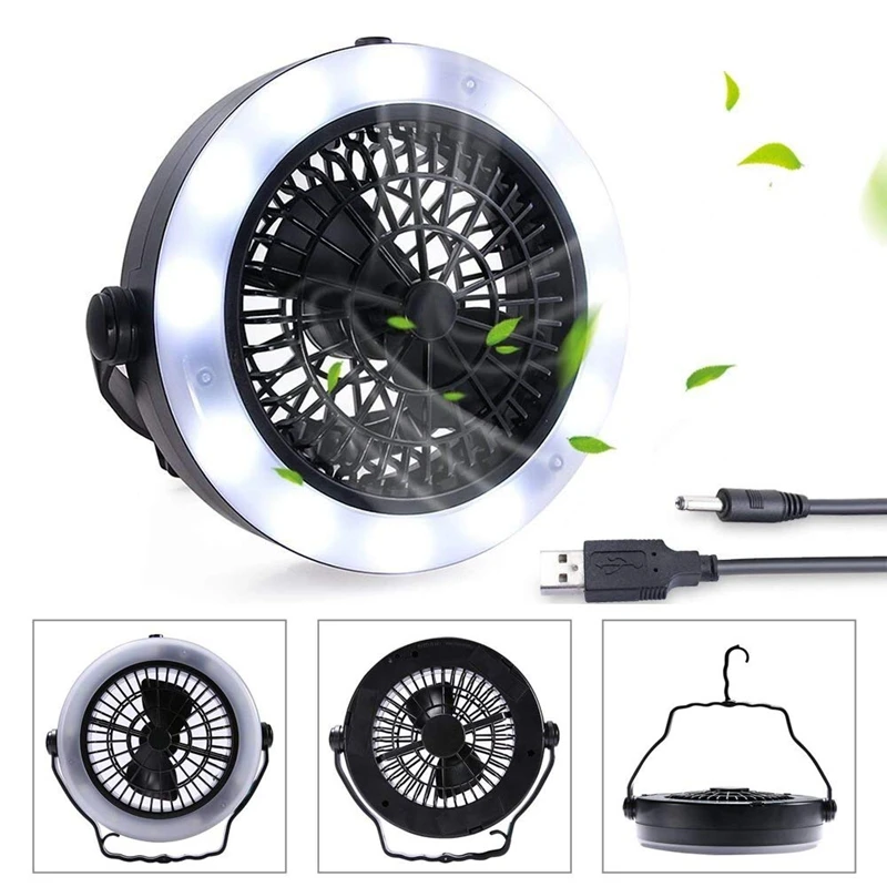 Tent Fan Light Led Camping Hiking Gear Equipment Usb Powered Outdoor Portable Ceiling Lamp Camping Equipment