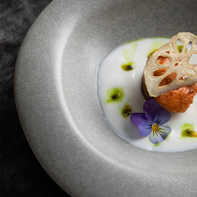 Guopin Design Északi Szürke Színű Kő Kalap Alak Sushi Tányér Rizs Tál Étterem Kavicsok Sima Mártás Edény - Image 4