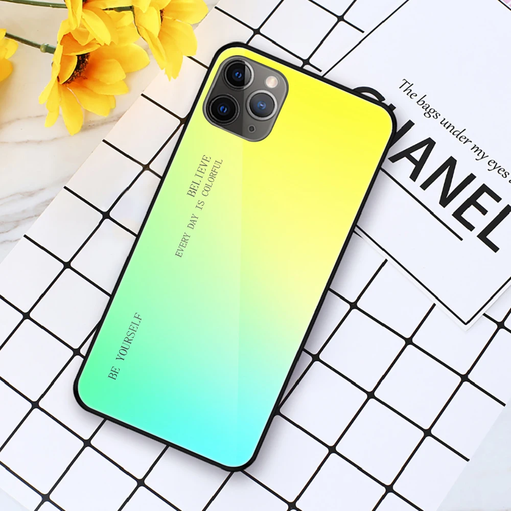 Градиентный стеклянный чехол для телефона для iPhone 11 Pro Max X XSMax XR 6 7 8Plus 5 6s DIY для sumsung galaxy Note 8 9 10 Plus S8 9 S10E чехол