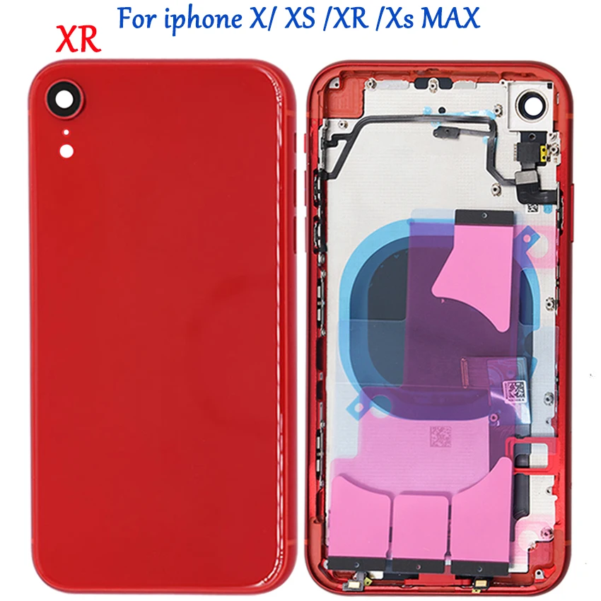 Для iPhone XR XS Max батарея задняя крышка Дверь задняя крышка+ средняя рамка Шасси с гибким кабелем полный корпус чехол для iPhone X