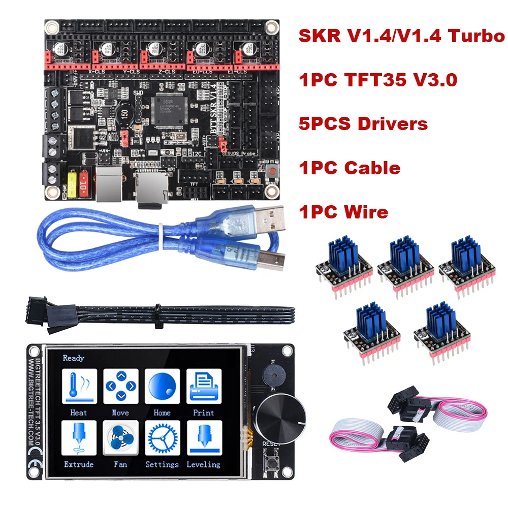 Детали для 3D-принтера BIGTREETECH BTT SKR V1.4 Turbo 32-битная плата TFT35 V3.0 сенсорный экран TMC2208