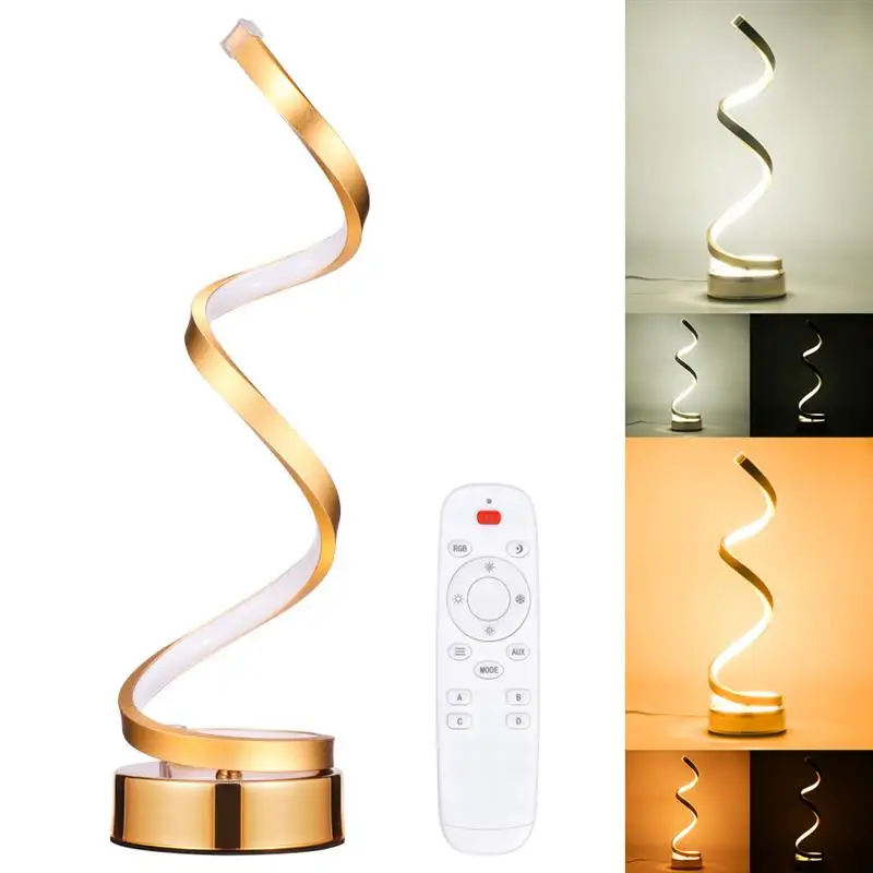 Светодиодный светильник-спираль, современный изогнутый Настольный прикроватный светильник с регулируемой яркостью, белый/теплый белый/натуральный белый светильник для гостиной, спальни