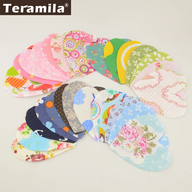 Teramila Cotton Patchwork 30 Pcs/lot 10cmx10cm Heart Shape Fabric Charm Pack Quilting Fabrics No Repeat Designs Cloth Random|cotton patchwork|charm