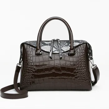 

Boston Women's Bag 2020 Popular Bag Ladies Fashion Atmosphere One-shoulder Portable Split Leather Messenger Bag Large Capacity