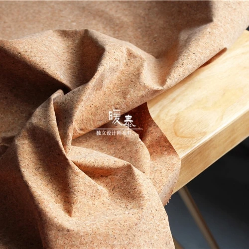 

Wood grain fabric natural cork small color pieces wood chips texture original designer