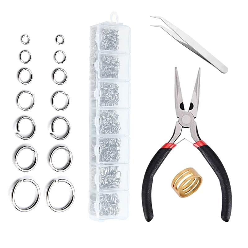 

770Pcs Open Jump Rings Mixed Kit With Tweezers Pliers Jewelry Tool Ring For Diy Jewelry Making Findings Supplies