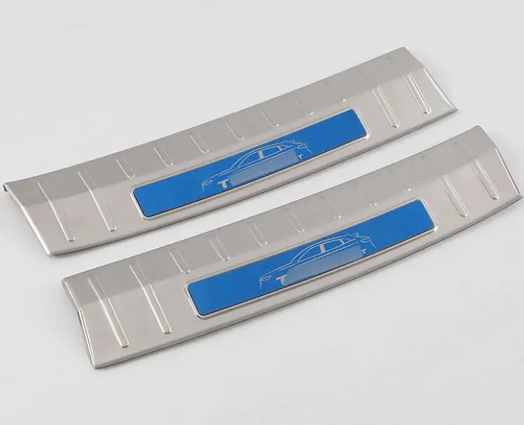 Internal blue 2pcs Для Volkswagen VW T ROC T-ROC из нержавеющей стали задний бампер порог для багажника пластина протектор дверной порог прикрытие потертостей отделка - Название цвета: Internal blue 2pcs