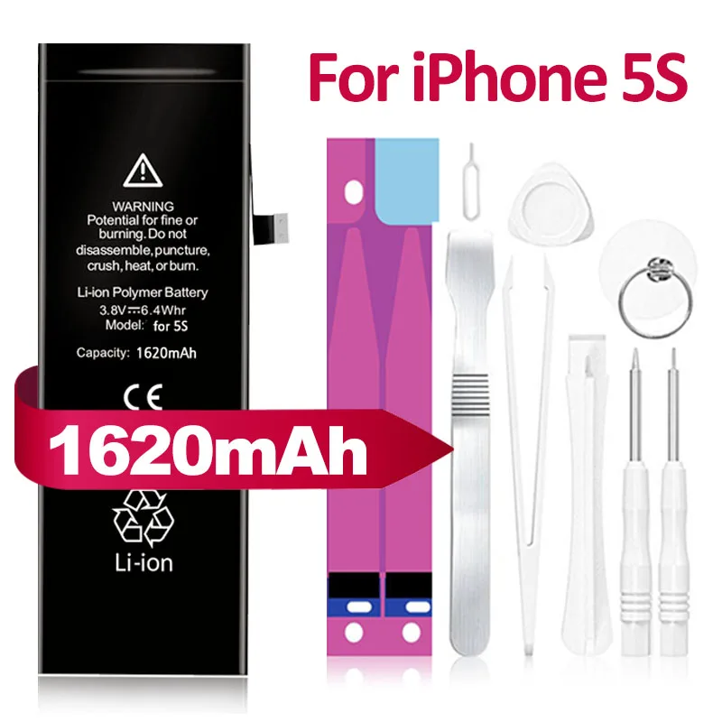 

AAAAA High Quality Battery for iPhone 5S Replacement Zero 0 Cycle Free Repair Tools Kit Battery Tape TPU Case