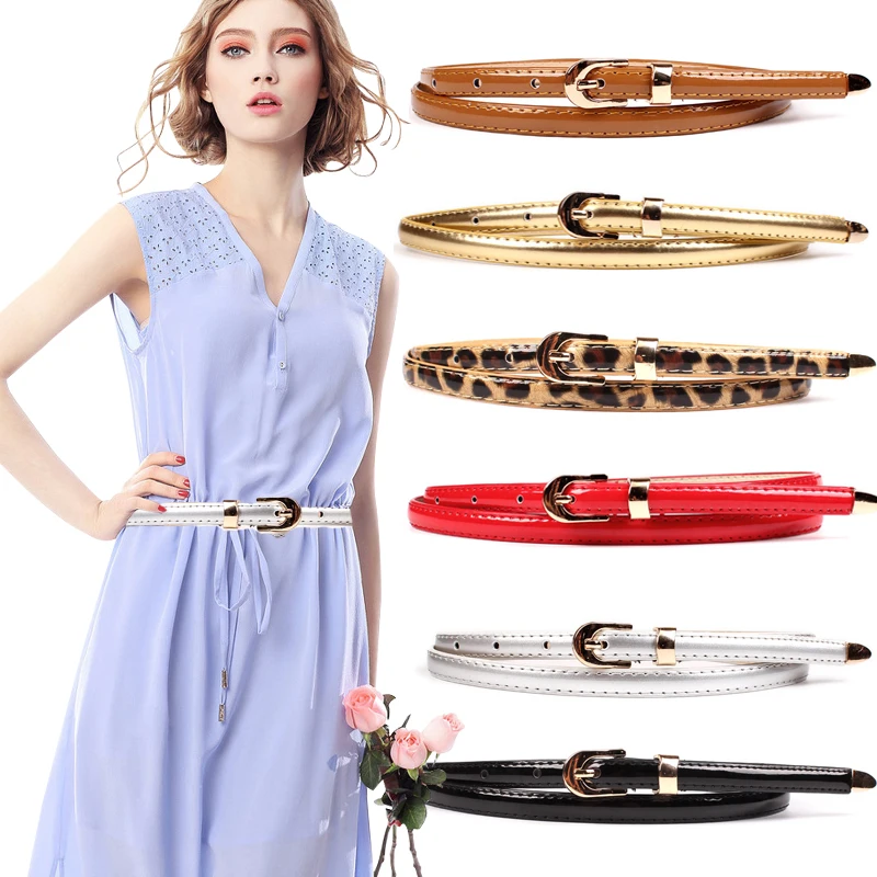 Thin Leather Female Belt Strap Black White Brown Women Belts