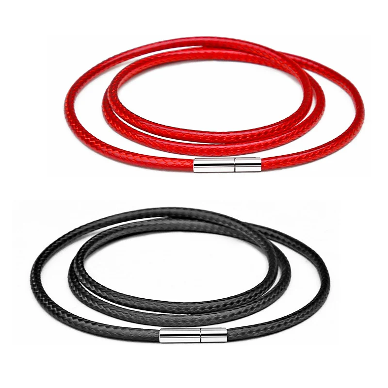41-60cm Black Necklace Cord Leather Wax Rope Chain With Stainless Steel Clasp For Men Women DIY Pendant Jewelry | Украшения и