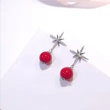 SWA RO модные очаровательные Новые Классические женские стильные серьги-гвоздики с красным жемчугом в европейском и американском стиле