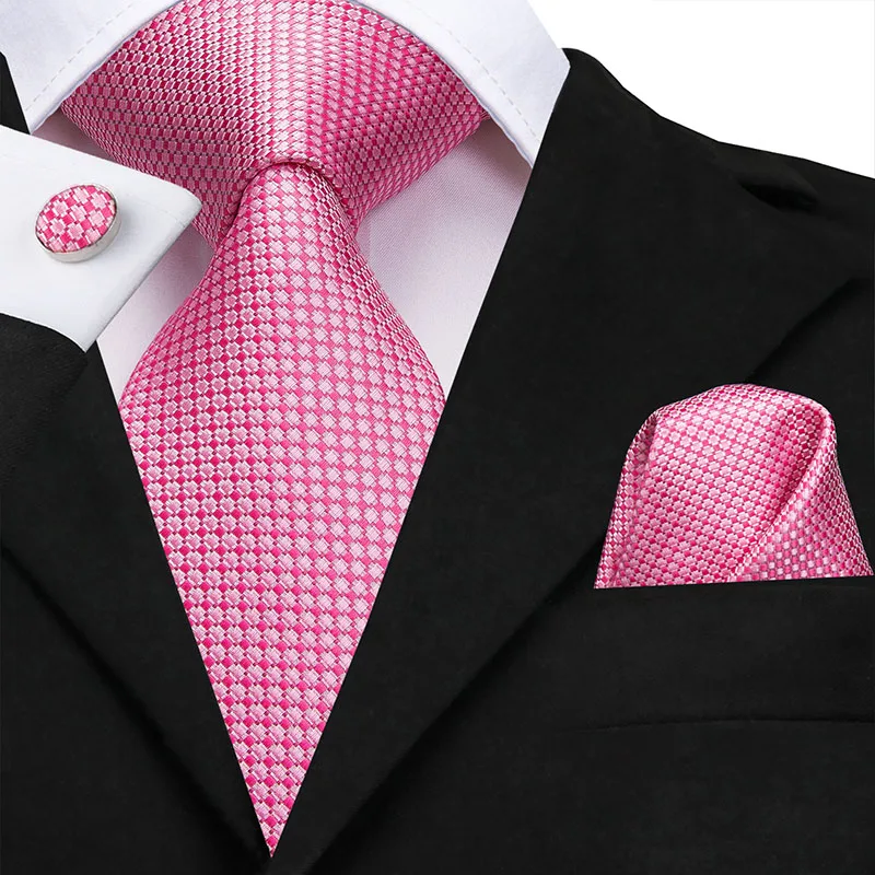 Hi-Tie шелк классический мужской свадебный коралловый розовый красный персиковый галстук карманные Квадратные Запонки Набор галстуки с розами для мужчин одноцветные Галстуки Пейсли - Цвет: C-3171