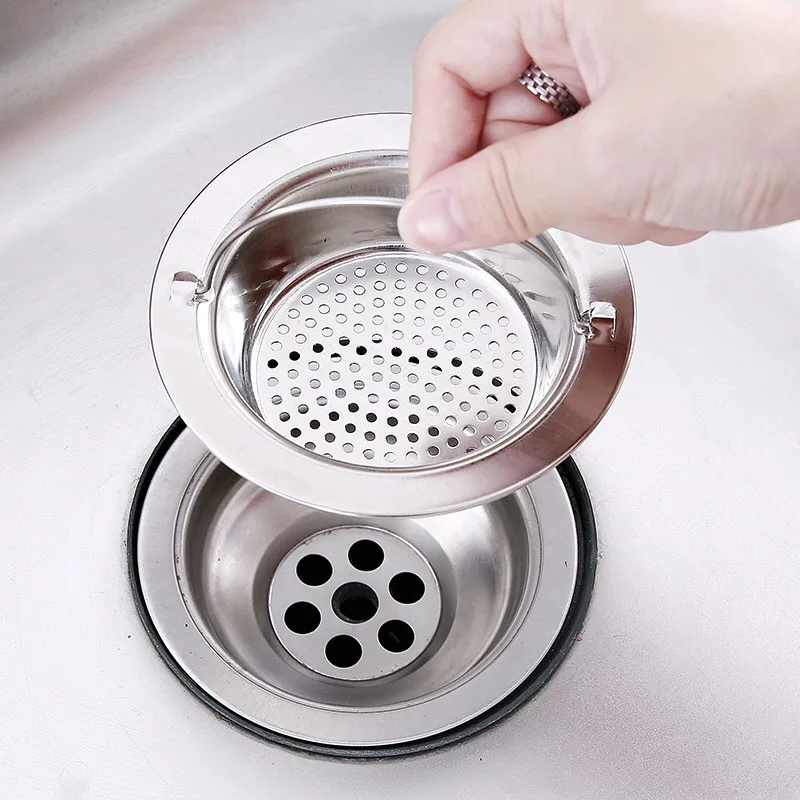 9/11cm Stainless Steel Sink Filter Kitchen Bathroom Sewer Outfall Hair Anti-Blocking Strainer Drain Home Cleaning Accessories