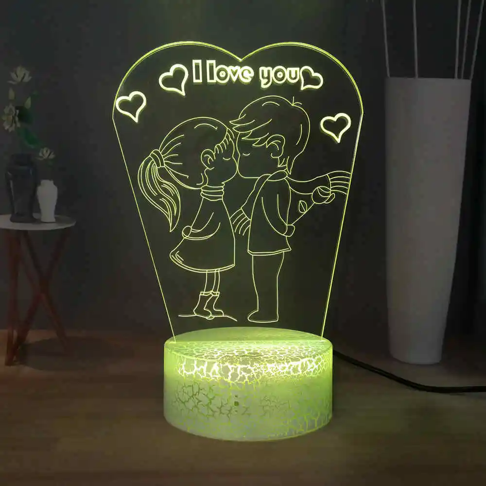 

RGB 7colorful 3D Desk Lamp Cute Cartoon Lover's Kiss Sweet LED Girls Night Light MINI Lamp Romantic Gifts For Girlfriend Wife