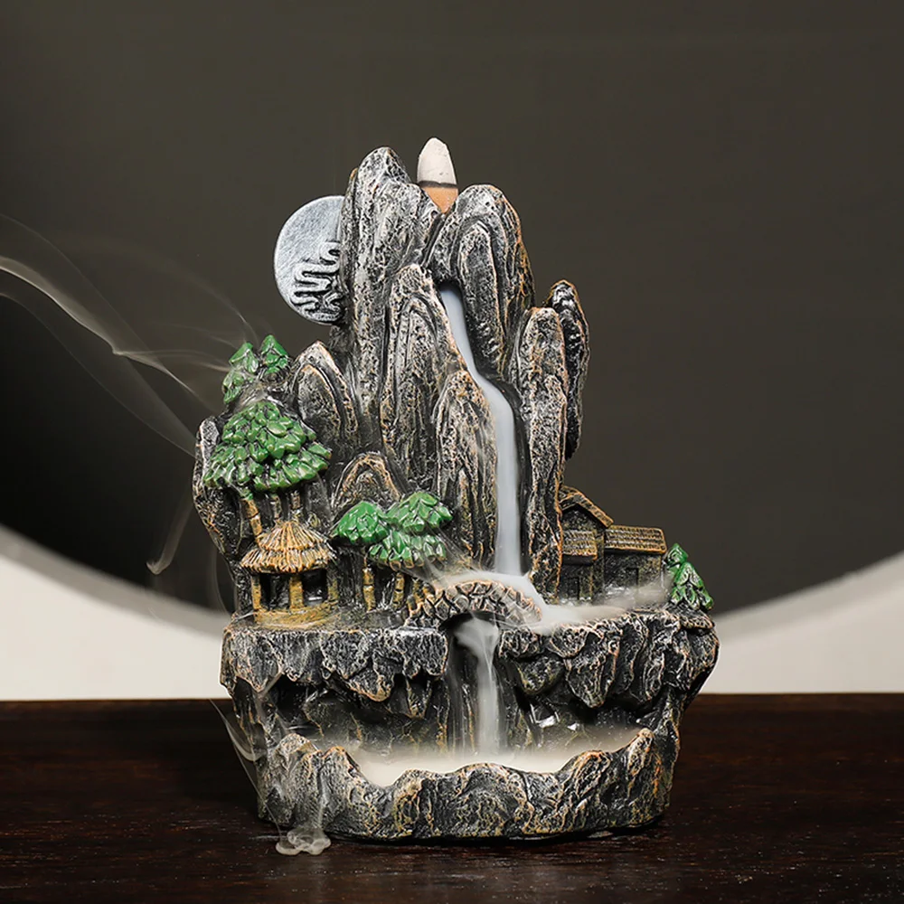 Waterfall Backflow Incense Burner Glowing Ball And 20Pcs Incense Cones Home Incense Holder