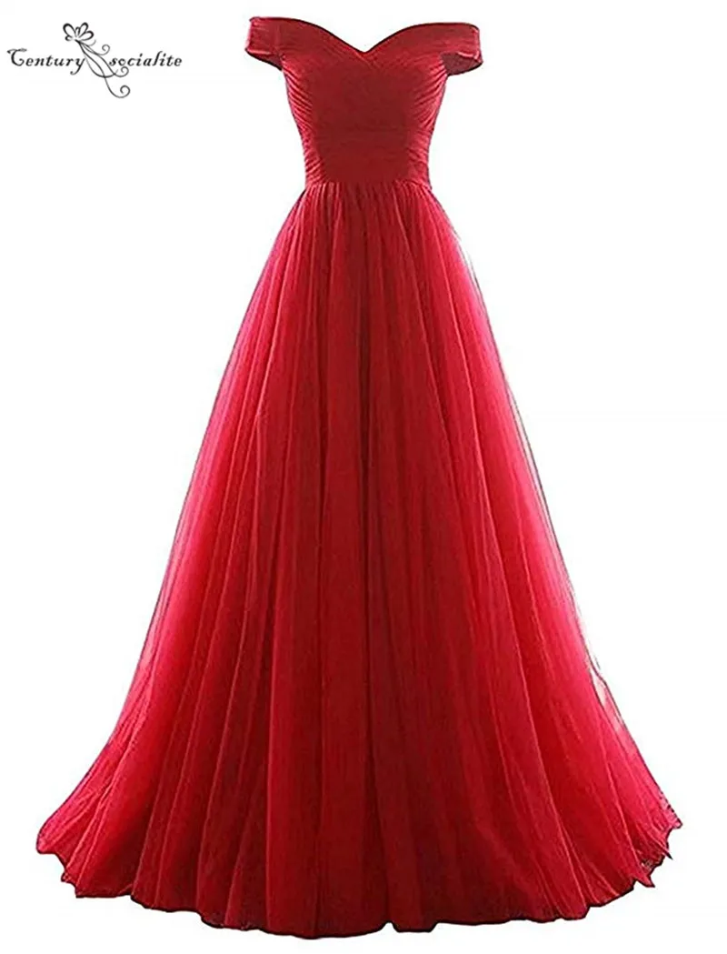 Бордовые Длинные Выпускные платья с открытыми плечами корсет сзади плиссированные дешевые вечерние платья размера плюс вечерние платья vestido de festa - Цвет: Красный
