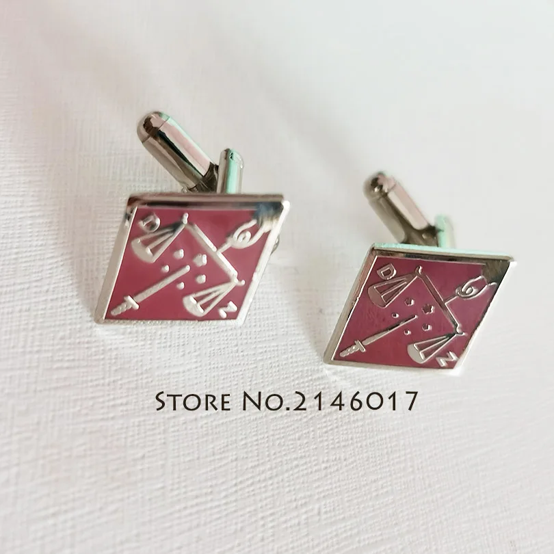 Elegant Masonic Black and White Checkered Rug Floor Cufflinks