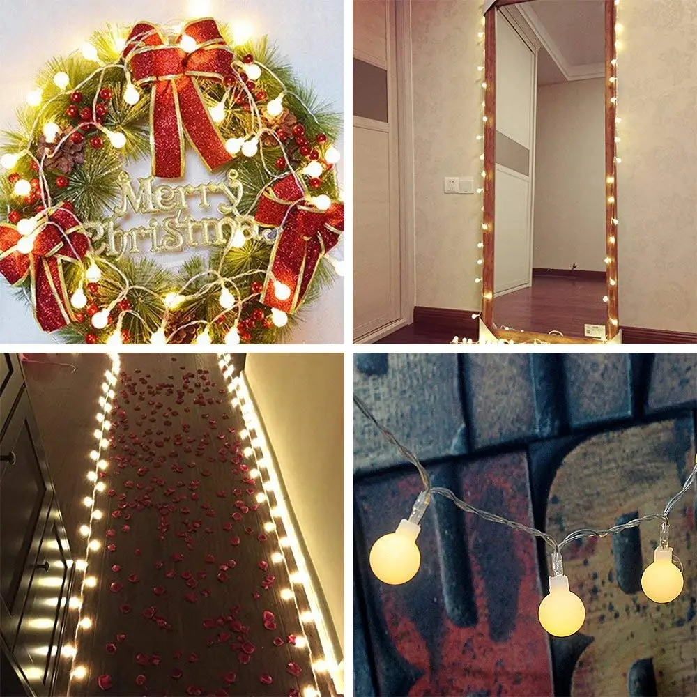 Светодиодный струнный светильник, глобус, 3 м, 5 м, 10 м, 20 м, AA батарея, водонепроницаемый наружный шар, струны для рождества, свадьбы, Декор, сказочный светильник, s гирлянда