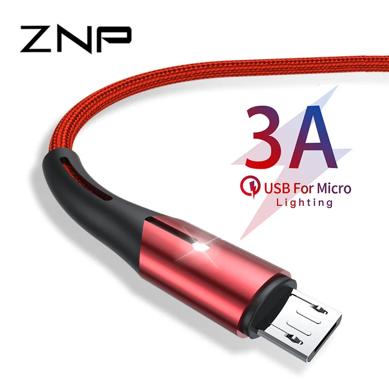 Микро-USB-кабель ZNP 3A для быстрой зарядки кабели Samsung Xiaomi LG быстрая зарядка кабель