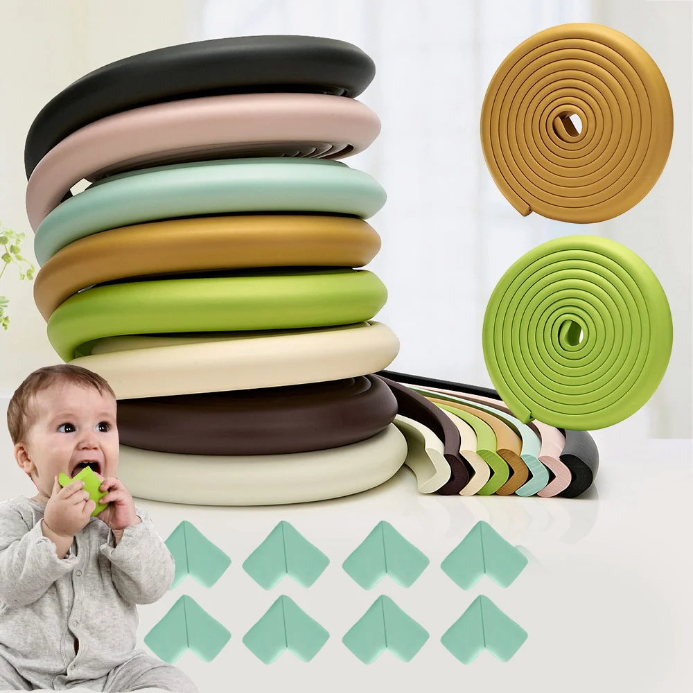 

5M+8Pcs Baby Safety Table Desk Furniture Edge Corner Kids Safety Guard Protection Security Protector Wide Cushion Pad Crash Bar