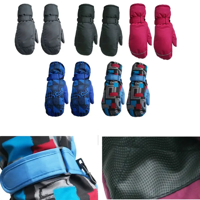 Зимние лыжные перчатки для девочек и мальчиков, водонепроницаемые теплые перчатки для взрослых, ветрозащитные перчатки для катания на лыжах и сноуборде