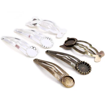 

12mm 10pcs High Quality Bright Silver Plated Copper Material Hair Clips Hairpin Base Setting Cabochon Cameo