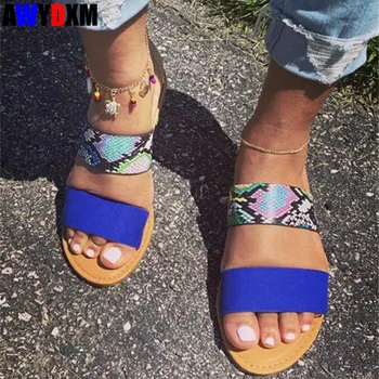 

Summer Women's Slippers Open Toe Shoes Woman Flat Sandal Fashion PU Leather Casual Soft Ladies Slipper Beach Slides Female 2020