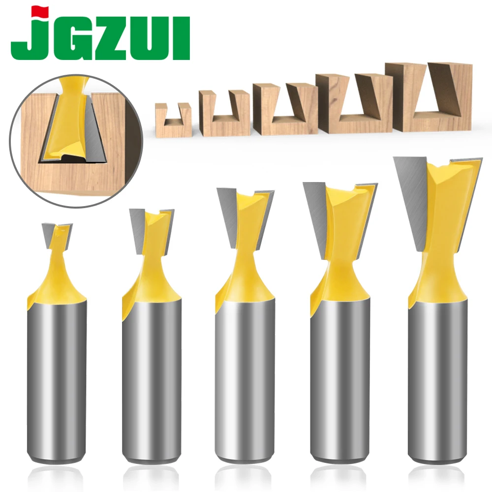 

5pcs 12mm Shank 1/2 Dovetail Joint Router Bits Set 14 Degree Woodworking Engraving Bit Milling Cutter for Wood