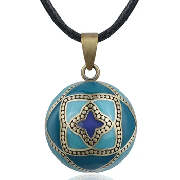 

Eudora 20mm Lucky Four clover Green Enamel Copper Harmony Bola Ball Pendant Necklace Angel caller Pregnancy bell ball Necklace