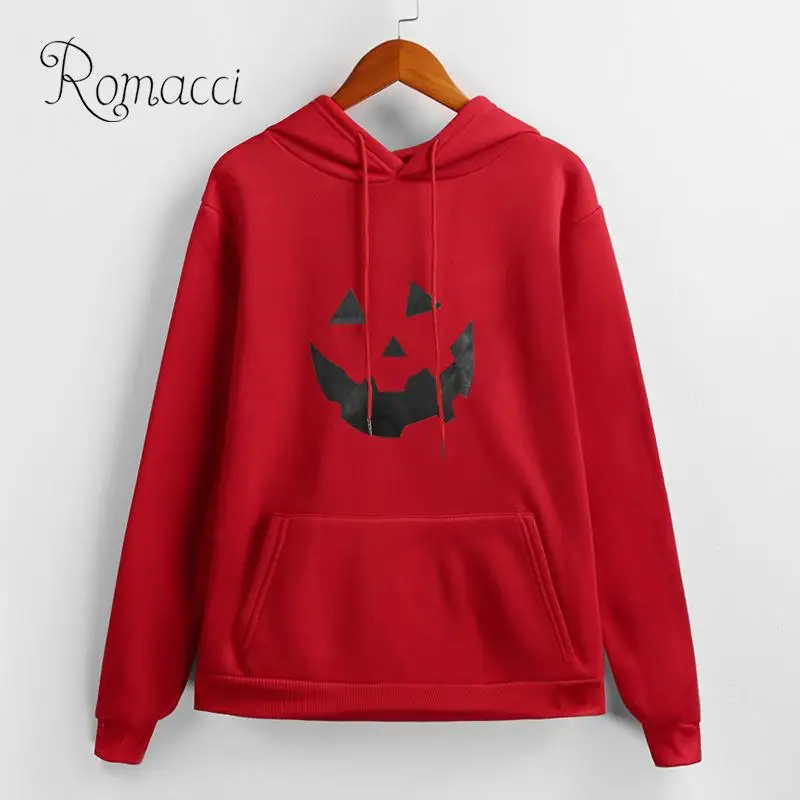

Women Halloweens Hoodies Hooded Sweatshirt Monstering Print Drawstring Hood Pocket Loose Pullovers Casual Tops Outwear 2019