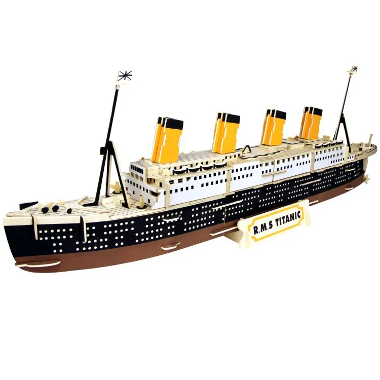 

Children 3D Wooden Ship Model Blocks DIY Montessori Wood Assembly Titanic Toy for Children Simulation Model Ancient Pirate Ship