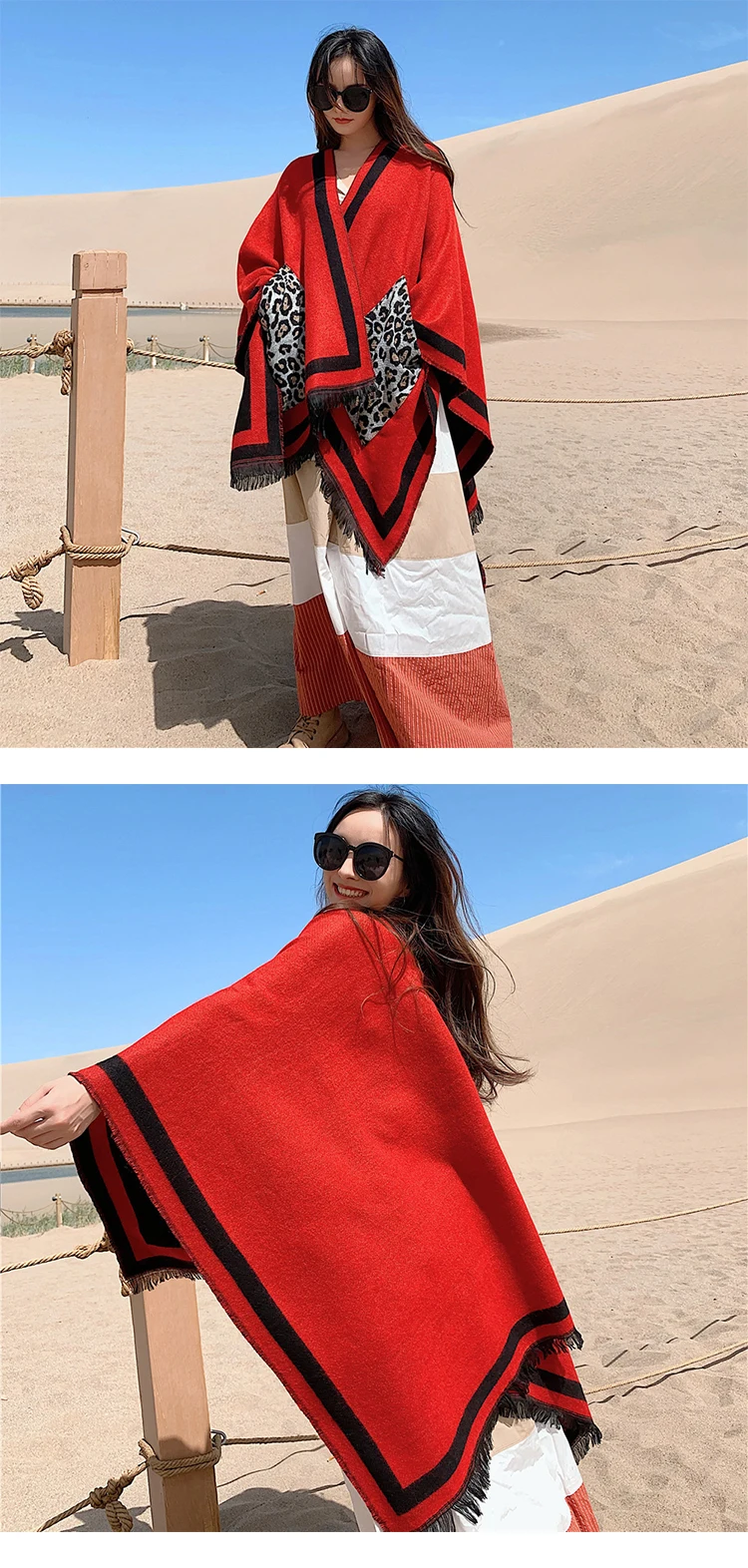 autumn winter new arrival fashion Fame style big shawl thick warm comfortable outdoor holiday lovely holiday pocket tassel scarf