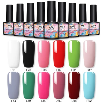

MAD DOLL 8ml 12 Bottle/Set Gel Nail Polish Nail Color Nail Gel varnish Soak Off UV Gel Varnish Base Coat No Wipe Top Coat