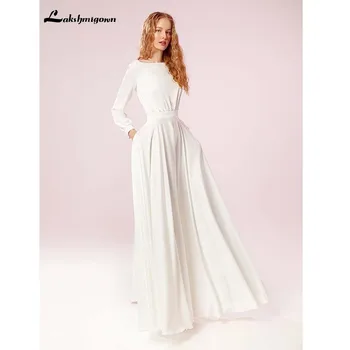 

Lakshmigown Hochzeitskleid Simple Long Sleeve Wedding Dress 2020 Sexy Backless Bridal Gowns Princess A Line Wedding Dress