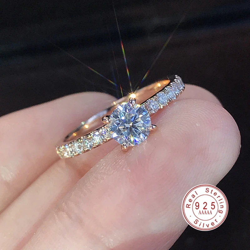Новое модное роскошное кольцо из стерлингового серебра 925 пробы с большим кристаллом для женщин AAA обручальное кольцо с фианитами Свадебные кольца ювелирные изделия