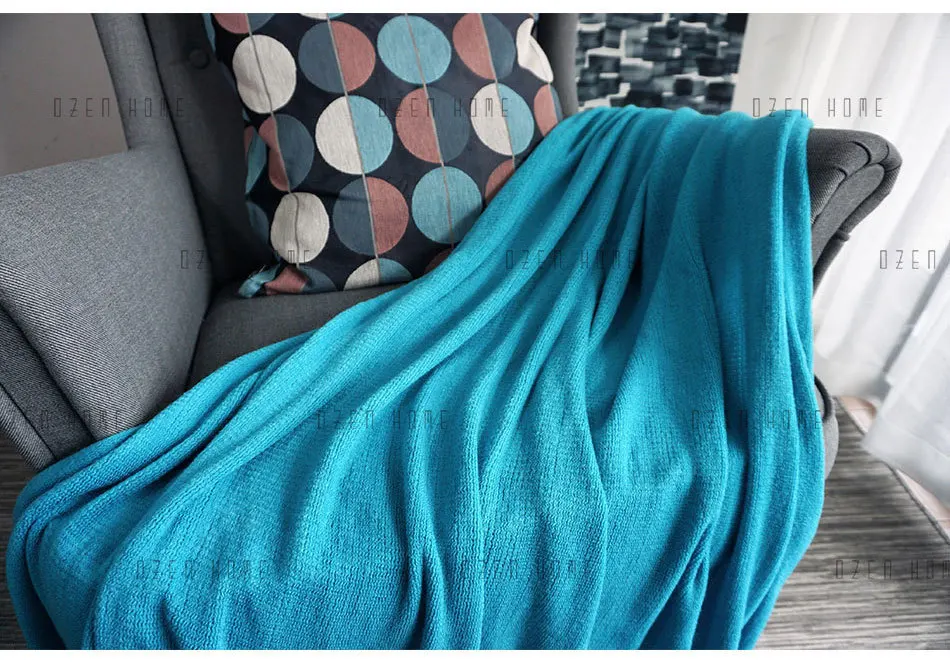 Вязаное цветное одеяло для отдыха в европейском стиле, покрывало для дивана, покрывало для взвешивания, мягкое вязаное одеяло для дивана