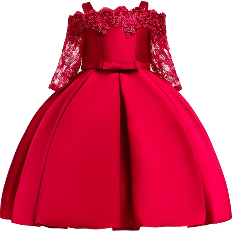 Платье для девочек с расклешенными рукавами; рождественское платье для девочек; пышные фатиновые Детские платья для девочек; платье принцессы; праздничное платье - Цвет: Розовый