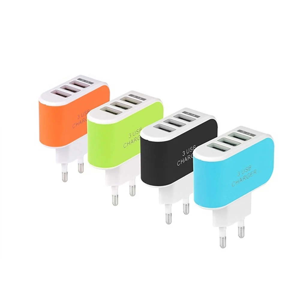 Универсальное многопортовое USB зарядное устройство 3 порта дорожный настенный