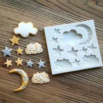 

Moon Star Cloud Shape Fondant Silicone Mold Chocolate Clay DIY Decoration Diy Mold Modeling Cake Baking Mold R6Y8