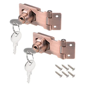 

uxcell Uxcell High Quality 2Pcs 2.5/3-inch Keyed Hasp Locks w Screws for Door Keyed Different Copper Tone/Bronze Tone/Black