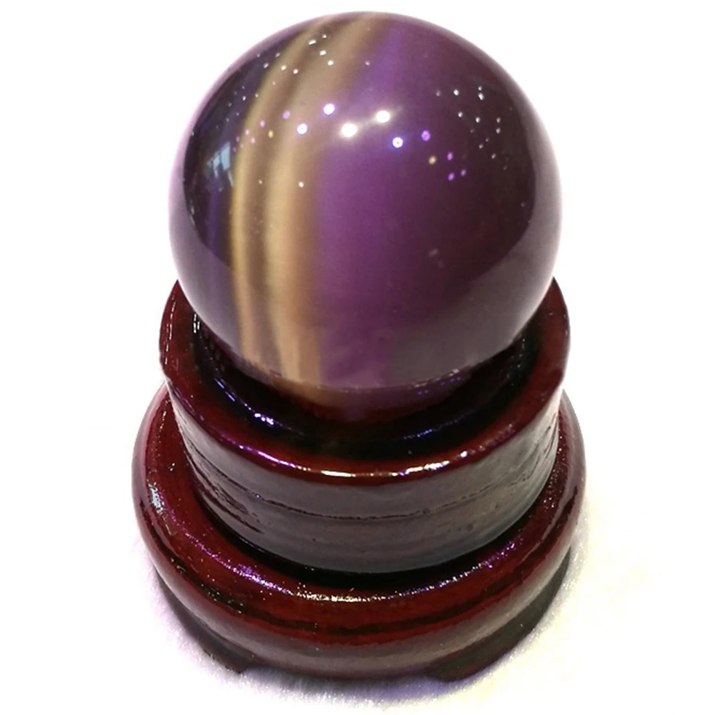 40mm Natural Rare Quartz Purple Cat Eye Crystal Healing Ball Sphere Office Home Decor