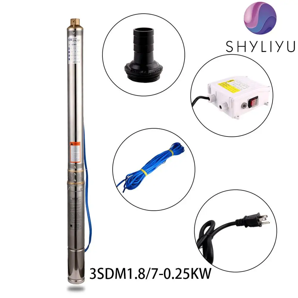 SHYLIYU 110V 3 дюймов хорошо 0.33Hp Нержавеющая сталь насос для подводной глубоководной