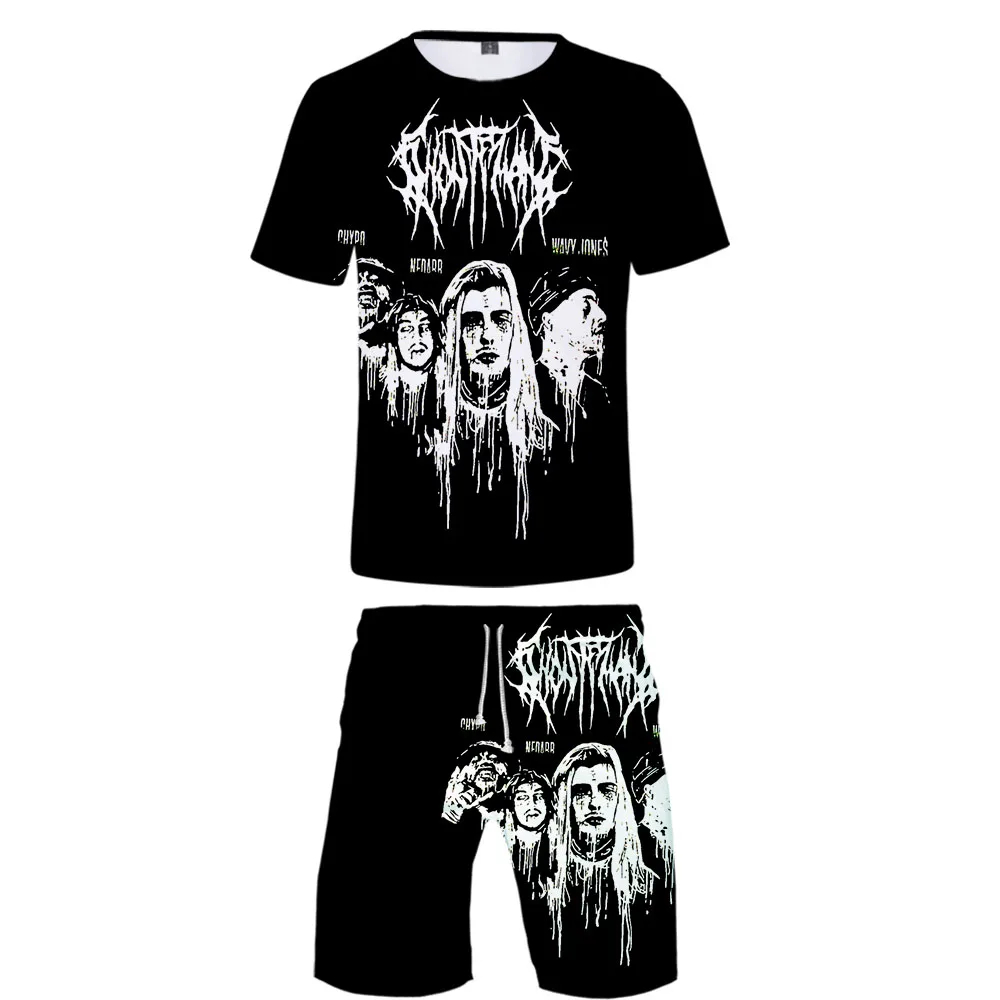Ghostemane рок Для мужчин костюмы летние Повседневное Для мужчин для девочек; Детские шорты; комплекты спортивной готика, Харадзюку Для мужчин s Костюмы 3D, комплект одежды из 2 предметов