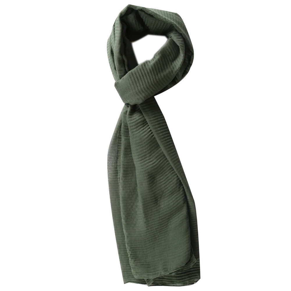 Pleated Scarf Women Solid Color Shawl Scarves Female Wrap Tippet Autumn Winter Elegant High Quality Warm Soft | Аксессуары для