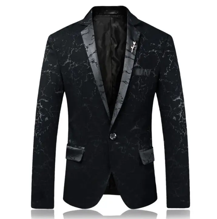 Приталенные костюмы мужские блейзеры masculino casaco jaqueta masculina пальто Мужская куртка весна осень черный синий - Цвет: Черный