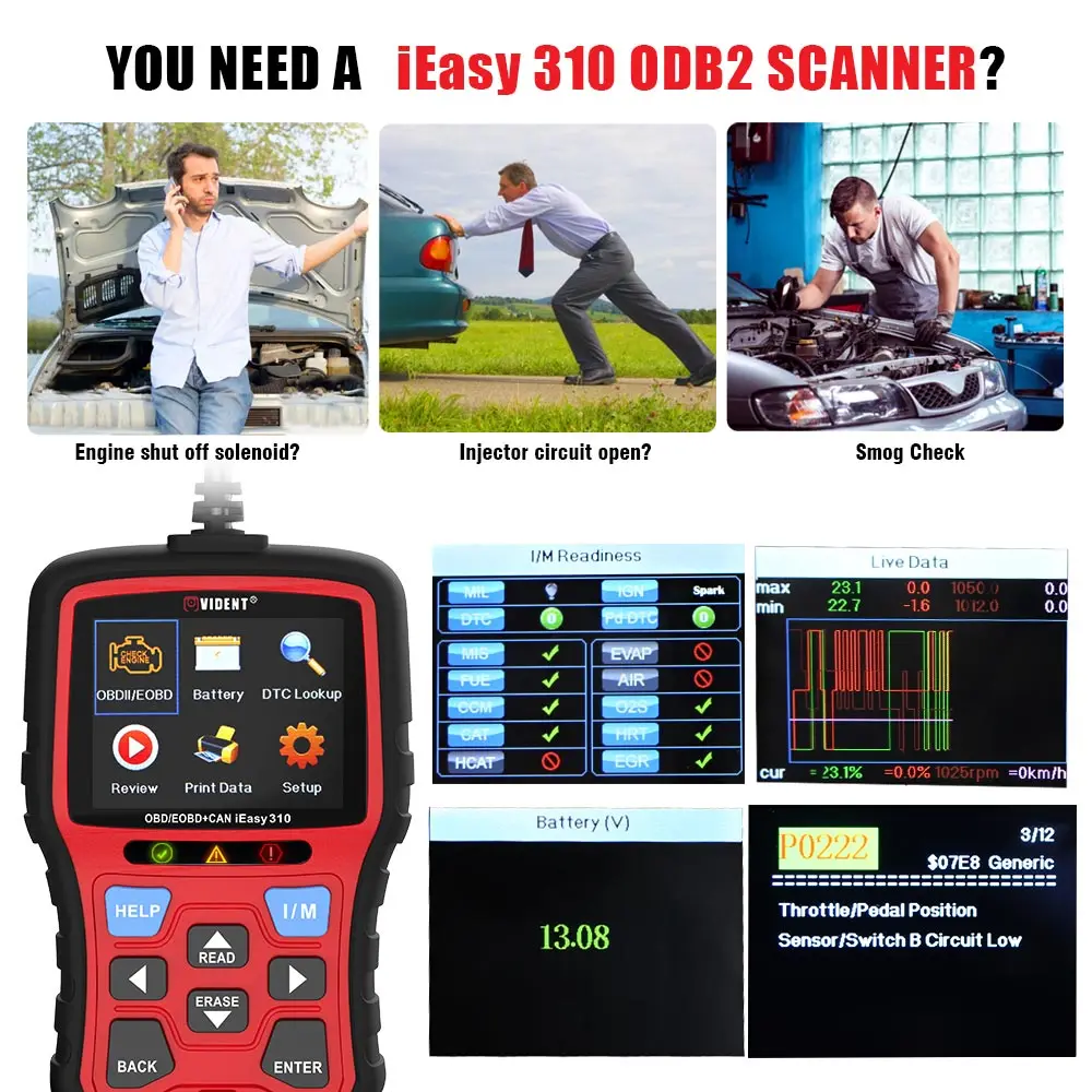 Vident easy310 ODB2 сканер OBDII считыватель кодов и автомобильный диагностический инструмент OBD2 автомобильный сканер