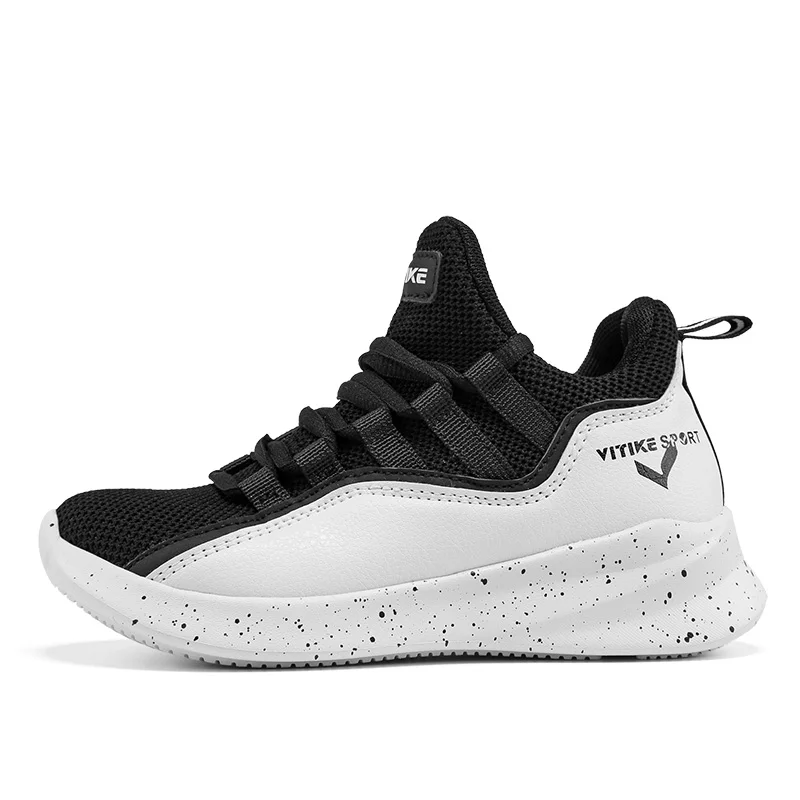 Баскетбольная обувь для детей; сетчатые кроссовки для девочек; дышащие Спортивные кроссовки на шнуровке; легкие кроссовки для улицы - Цвет: Black