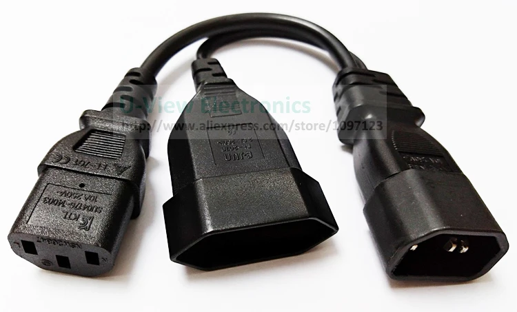NCHTEK IEC 320 C14 3 PIN штекер C13+ Европейский женский кабель адаптера питания, Y Тип сплиттер шнур питания 25 см/ /1 шт