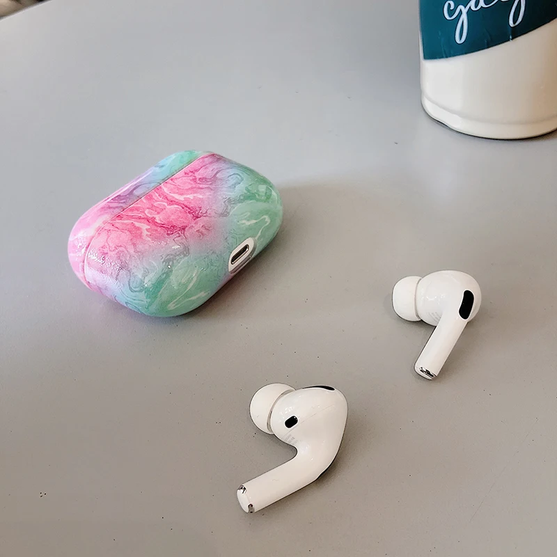 Мраморный чехол для AirPods Pro Чехол Bluetooth наушники защитный чехол Жесткий PC чехол для наушников Apple Air Pods аксессуары